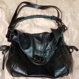 Sorial iridescent bluish purple hobo bag